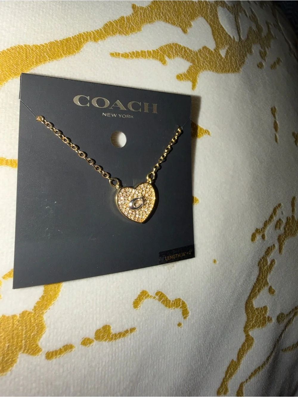 Coach Pavé Crystal Heart Necklace
